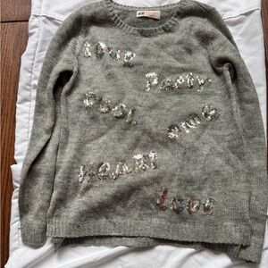 Girls H&M Gray Sequin Sweater